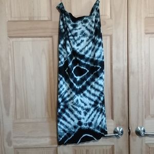 Split-Side Black Tie Dye Maxi Skirt